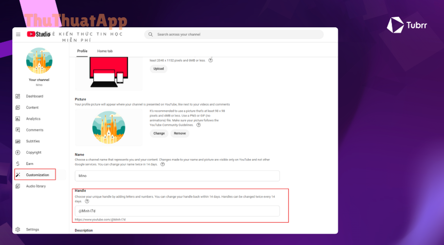 Đổi URL kênh YouTube: cách thay đổi handle cho chủ kênh 2 thay doi url youtube 2