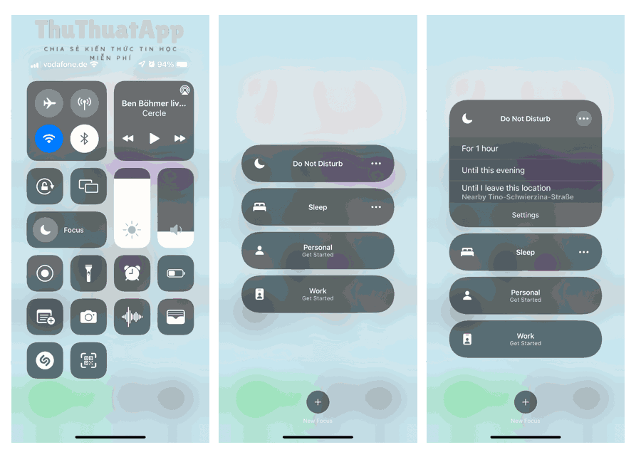 Bật Focus trên iPhone qua Control Center