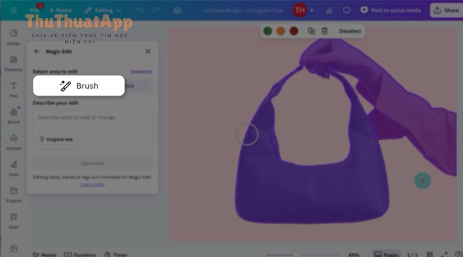 use magic edit brush over your image