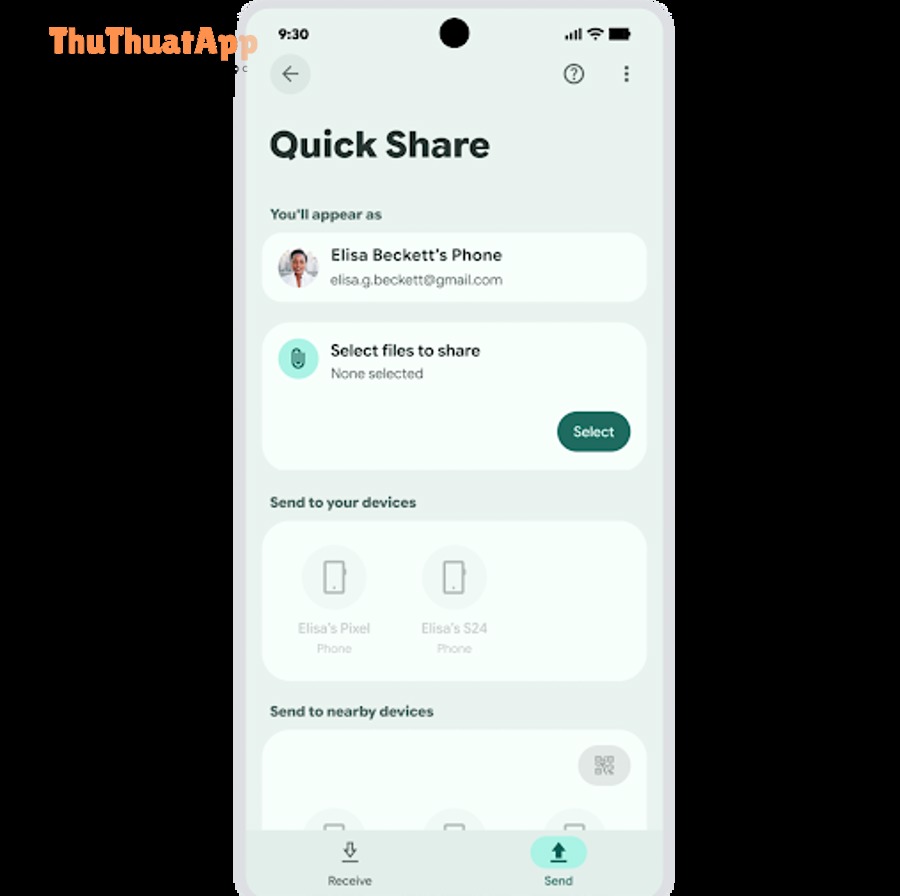 Giao diện Quick Share/Nearby Share trên Android