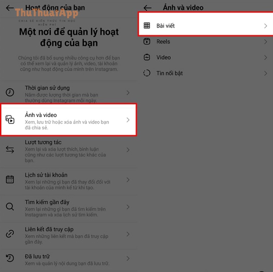xoa nhieu bai viet tren Instagram 2