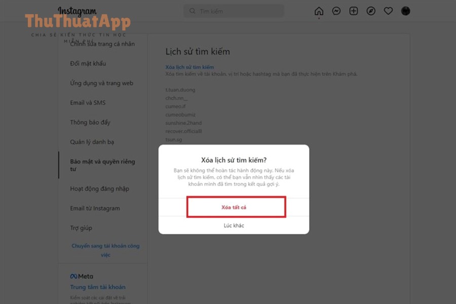 Xóa sạch lịch sử tìm kiếm Instagram cho người mới, thay vì lưu 9 Biểu tượng trợ giúp