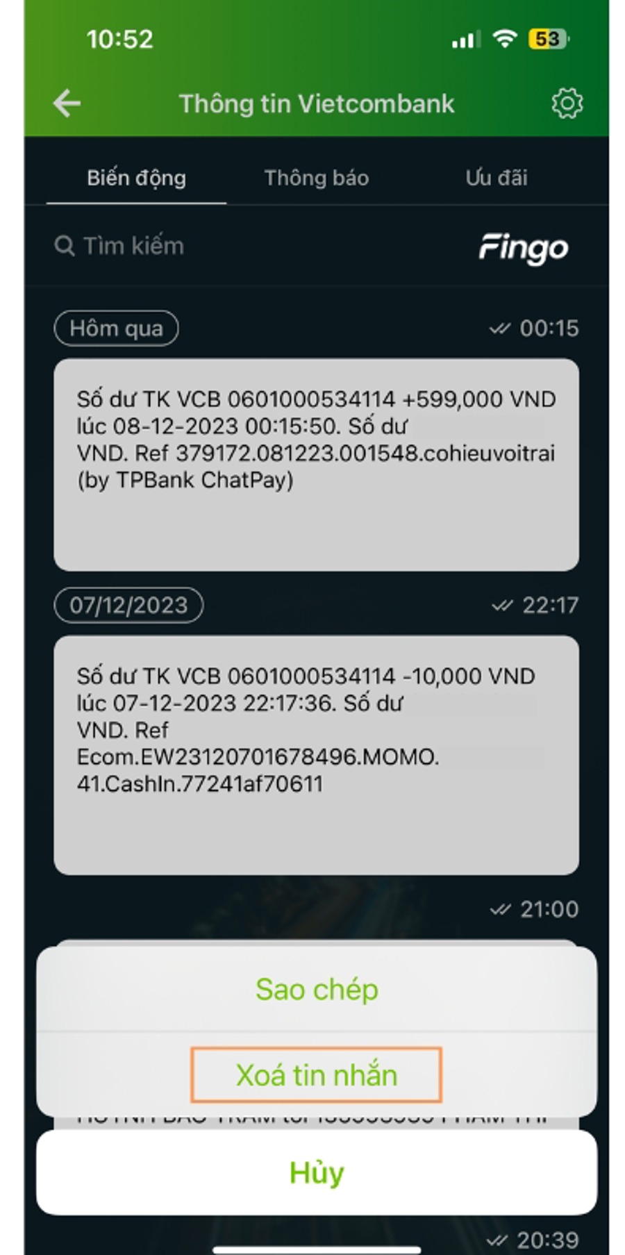 Cách xóa lịch sử giao dịch MoMo cho người dùng: xóa hoặc ẩn